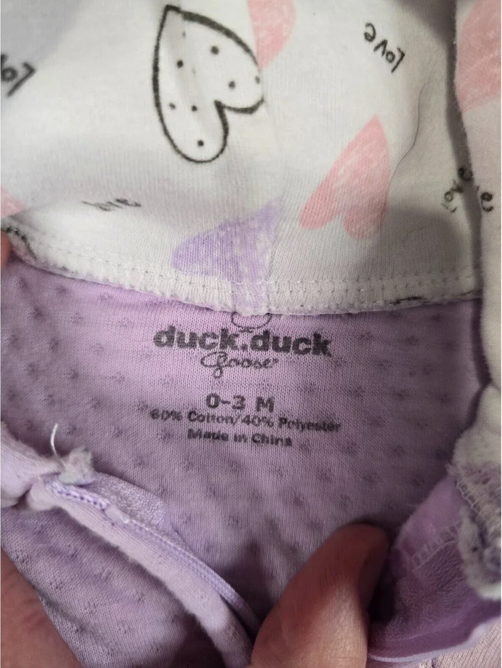 Duck Duck Goose Baby Girls Sz 0-3M Zip Up Hooded Jacket Light Purple Hearts